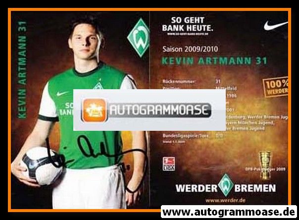Autogramm Fussball | SV Werder Bremen | 2009 | Kevin ARTMANN