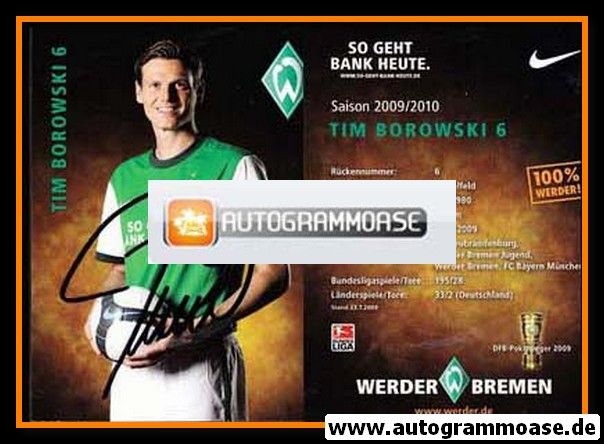 Autogramm Fussball | SV Werder Bremen | 2009 | Tim BOROWSKI