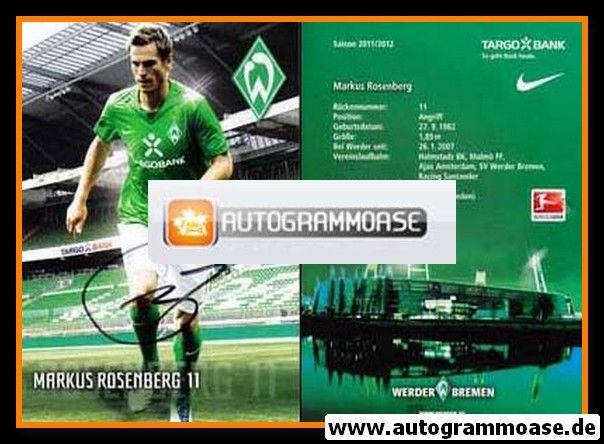 Autogramm Fussball | SV Werder Bremen | 2011 | Markus ROSENBERG