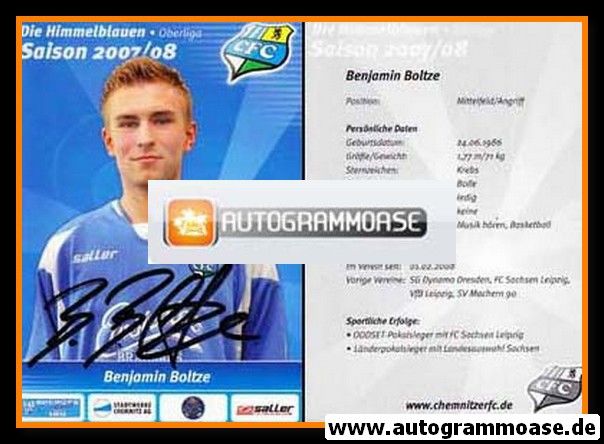 Autogramm Fussball | Chemnitzer FC | 2007 | Benjamin BOLTZE