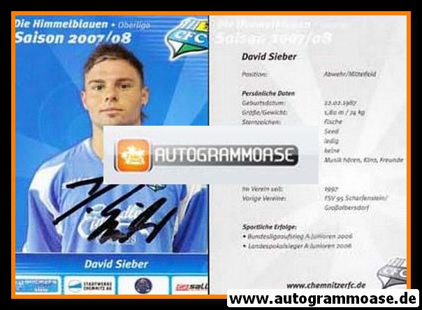 Autogramm Fussball | Chemnitzer FC | 2007 | David SIEBER