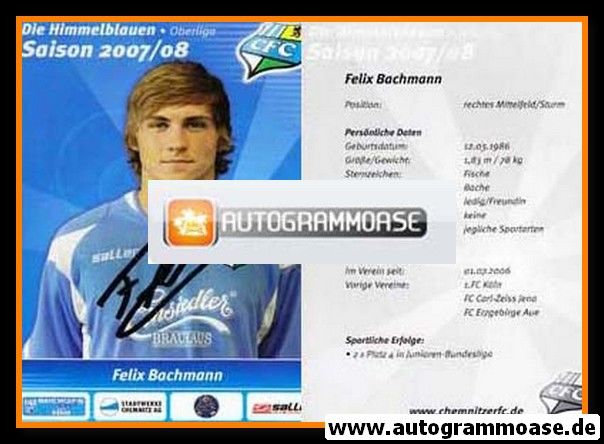 Autogramm Fussball | Chemnitzer FC | 2007 | Felix BACHMANN