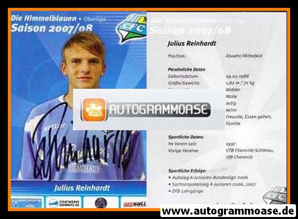 Autogramm Fussball | Chemnitzer FC | 2007 | Julius REINHARDT