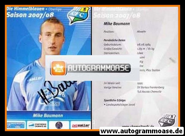 Autogramm Fussball | Chemnitzer FC | 2007 | Mike BAUMANN