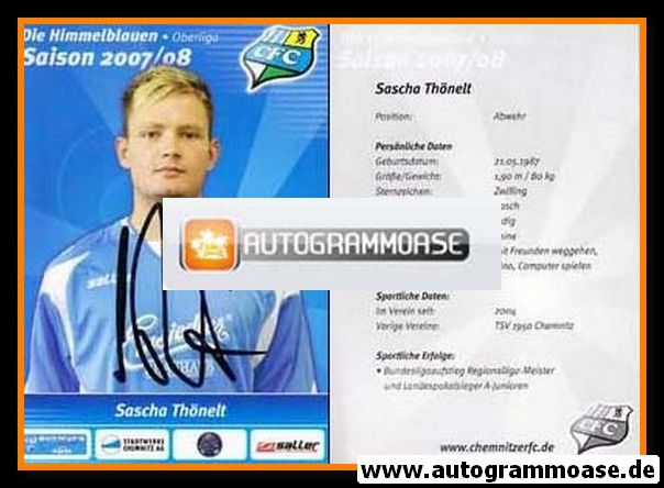 Autogramm Fussball | Chemnitzer FC | 2007 | Sascha THÖNELT