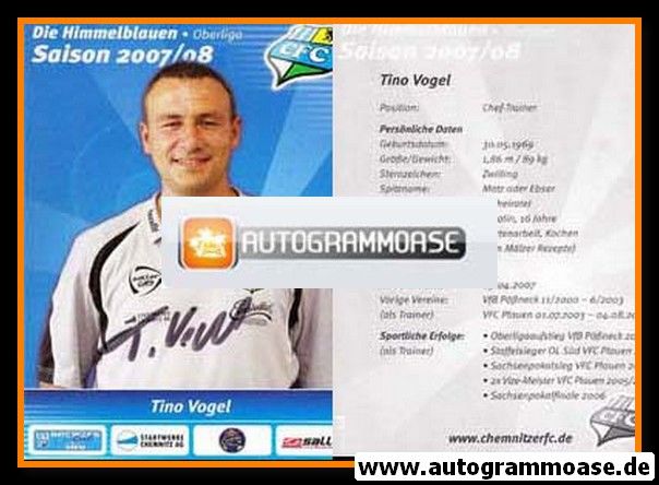 Autogramm Fussball | Chemnitzer FC | 2007 | Tino VOGEL
