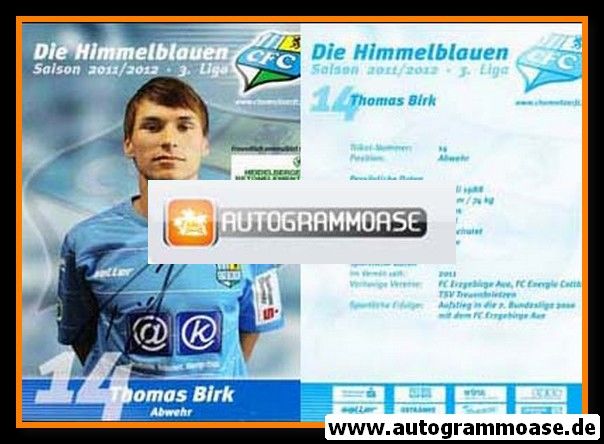 Autogramm Fussball | Chemnitzer FC | 2011 | Thomas BIRK
