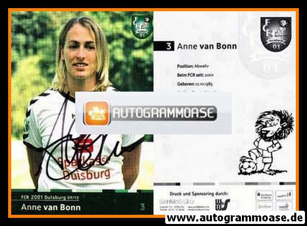 Autogramm Fussball (D) | FCR 2001 Duisburg | 2009 | Anne VAN BONN