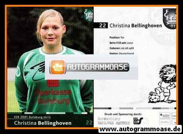 Autogramm Fussball (D) | FCR 2001 Duisburg | 2009 | Christina BELLINGHOVEN