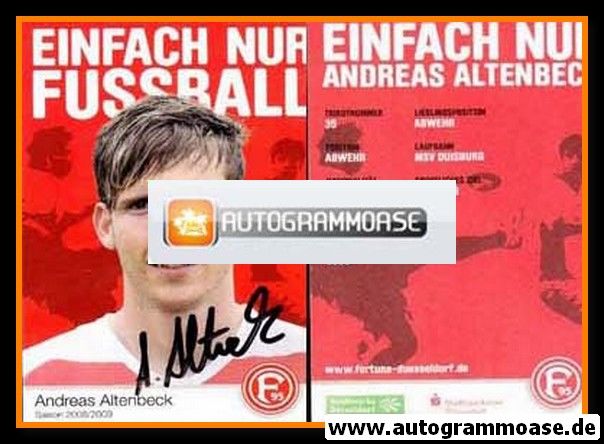 Autogramm Fussball | Fortuna Düsseldorf | 2008 | Andreas ALTENBECK