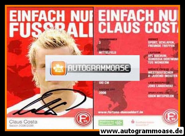 Autogramm Fussball | Fortuna Düsseldorf | 2008 | Claus COSTA