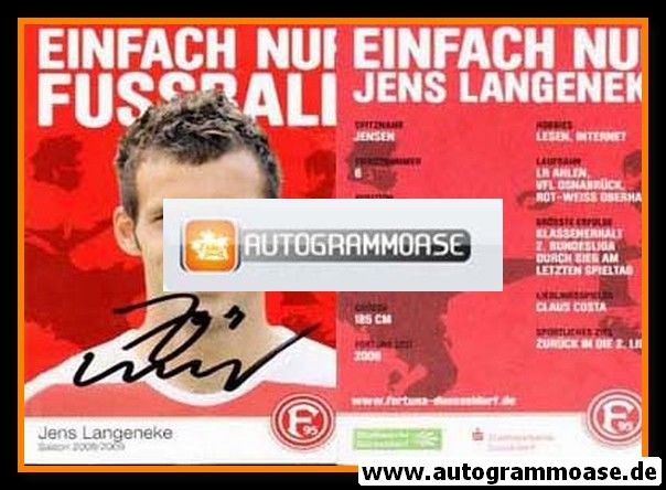 Autogramm Fussball | Fortuna Düsseldorf | 2008 | Jens LANGENEKE
