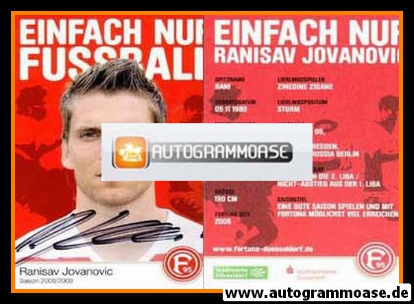 Autogramm Fussball | Fortuna Düsseldorf | 2008 | Ranisav JOVANOVIC