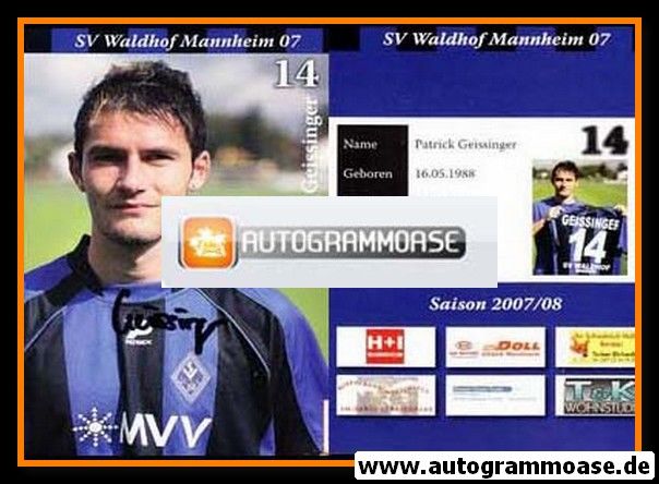 Autogramm Fussball | SV Waldhof Mannheim | 2007 | Patrick GEISSINGER