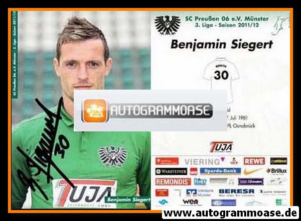 Autogramm Fussball | Preussen Münster | 2011 | Benjamin SIEGERT