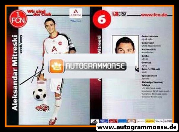 Autogramm Fussball | 1. FC Nürnberg | 2008 Ball | Aleksandar MITRESKI