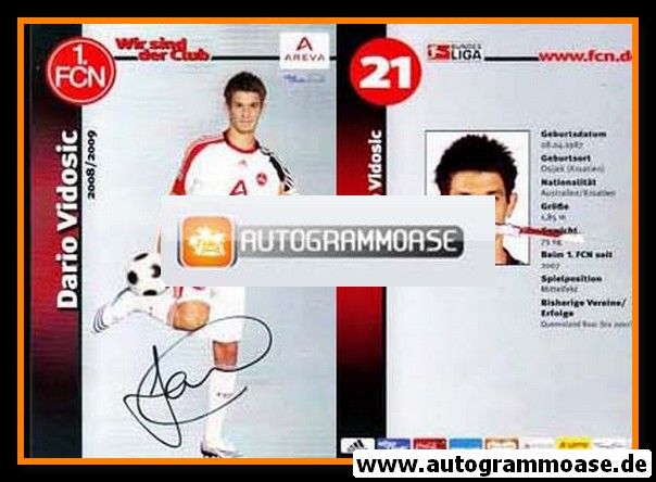 Autogramm Fussball | 1. FC Nürnberg | 2008 Ball | Dario VIDOSIC