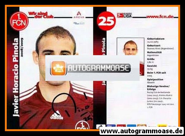 Autogramm Fussball | 1. FC Nürnberg | 2008 Portrait | Javier Horacio PINOLA