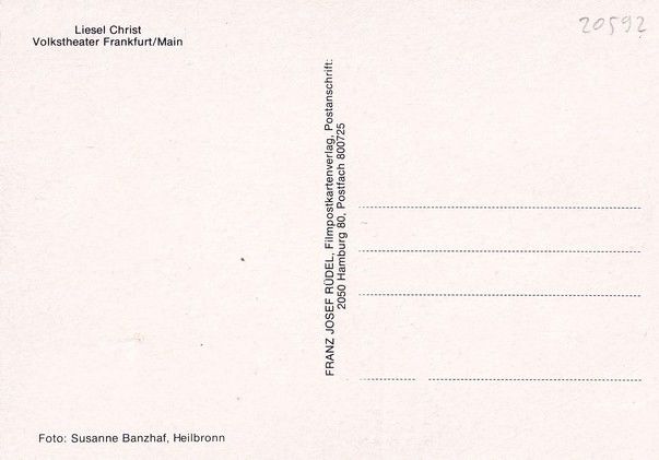 Autogramm Schauspieler | Liesel CHRIST | 1980er (Portrait Color Rüdel) Banzhaf