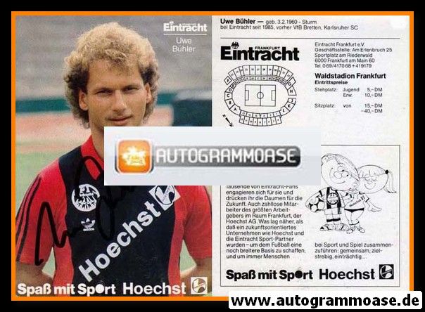 Autogramm Fussball | Eintracht Frankfurt | 1986 | Uwe BÜHLER