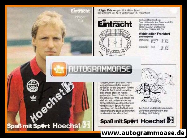 Autogramm Fussball | Eintracht Frankfurt | 1986 | Holger FRIZ