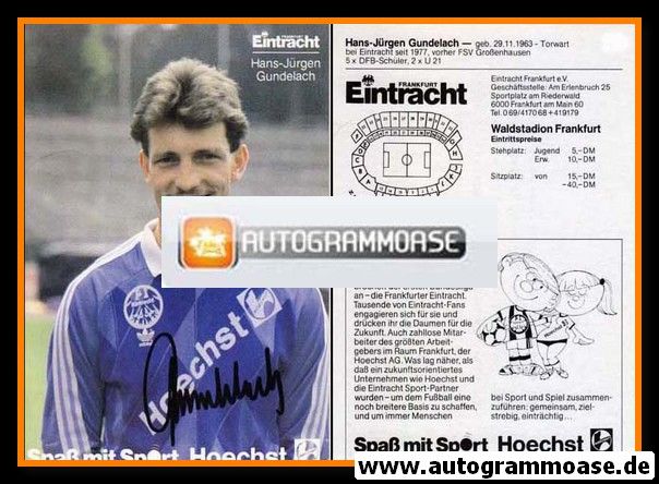 Autogramm Fussball | Eintracht Frankfurt | 1986 | Hans-Jürgen GUNDELACH