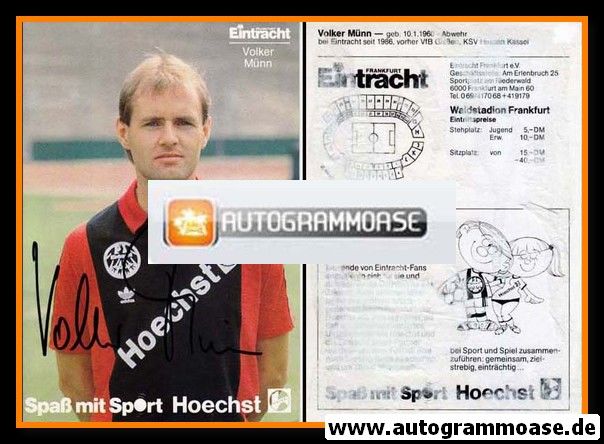 Autogramm Fussball | Eintracht Frankfurt | 1986 | Volker MÜNN