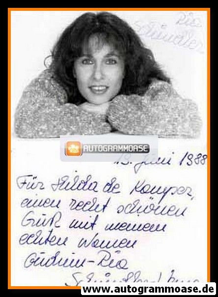 Autogramm Schauspieler | Ria SCHINDLER | 1980er (Portrait SW)