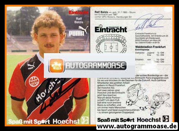 Autogramm Fussball | Eintracht Frankfurt | 1987 | Ralf BALZIS