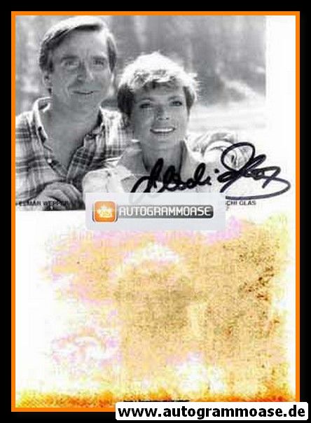 Autogramm Schauspieler | Uschi GLAS | 1980er (Portrait SW mit Elmar Wepper)