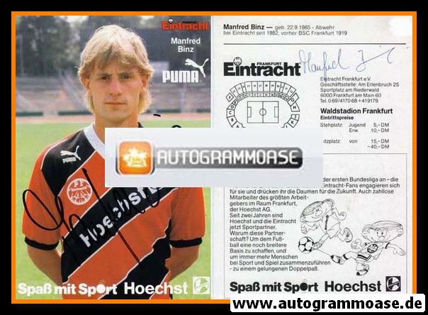 Autogramm Fussball | Eintracht Frankfurt | 1987 | Manfred BINZ