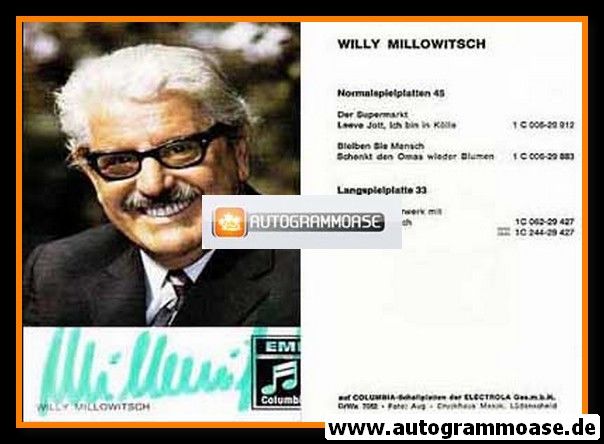 Autogramm Schlager | Willy MILLOWITSCH | 1970 "Der Supermarkt" (Portrait Color EMI)