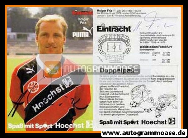 Autogramm Fussball | Eintracht Frankfurt | 1987 | Holger FRIZ