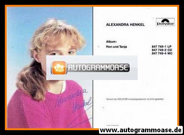 Autogramm Schauspieler | Alexandra HENKEL | 1980er Druck "Ron Und Tanja" 
