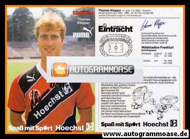 Autogramm Fussball | Eintracht Frankfurt | 1987 | Thomas KLEPPER