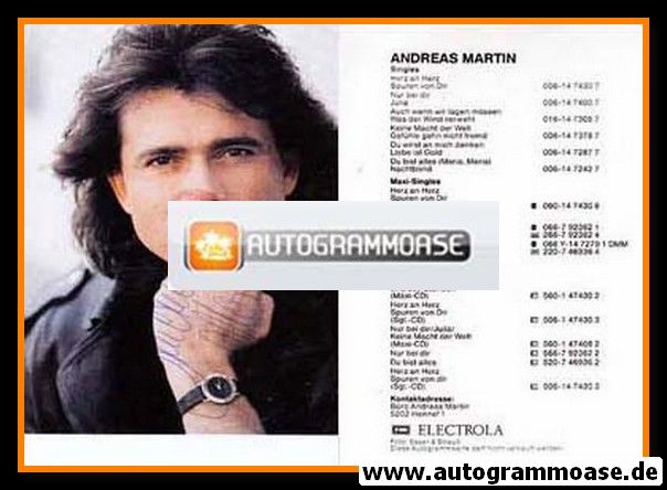 Autogramm Schlager | Andreas MARTIN | 1988 (Portrait Color EMI Diskografie)
