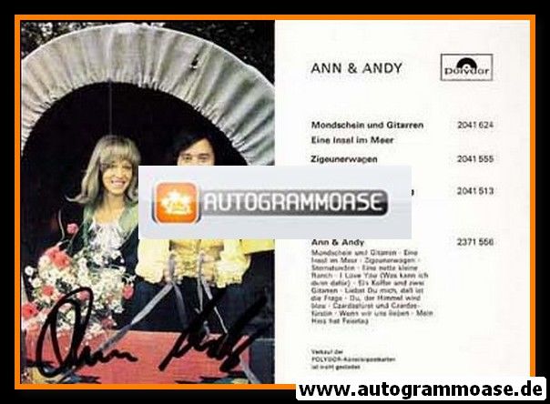 Autogramme Schlager | ANN & ANDY | 1975 (Polydor Diskografie)