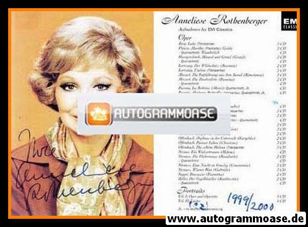 Autogramm Klassik | Anneliese ROTHENBERGER | 2000 (Portrait Color EMI) Diskografie