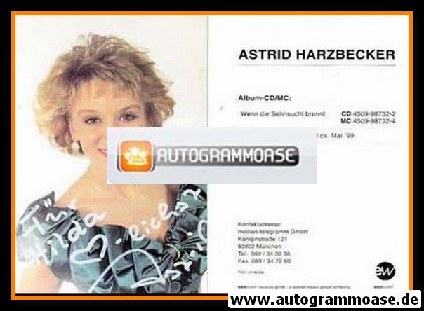 Autogramm Volksmusik | Astrid HARZBECKER | 1994 "Wenn Die Sehnsucht Brennt" (Heister)