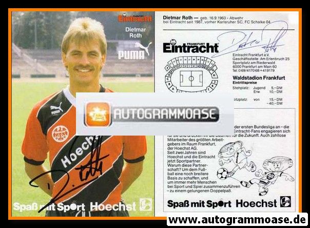 Autogramm Fussball | Eintracht Frankfurt | 1987 | Dietmar ROTH