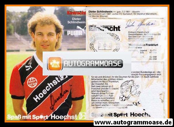 Autogramm Fussball | Eintracht Frankfurt | 1987 | Dieter SCHLINDWEIN