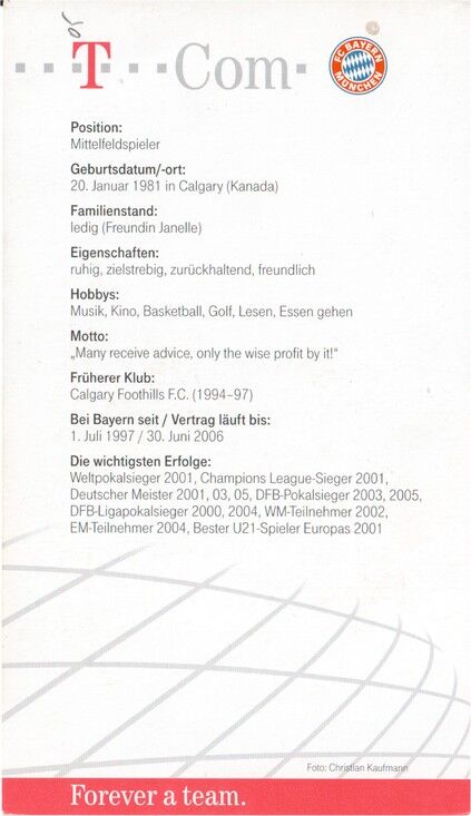 Autogramm Fussball | FC Bayern München | 2005 Druck | Owen HARGREAVES