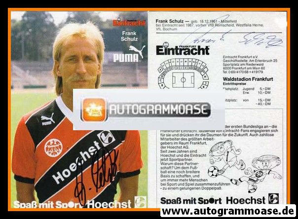 Autogramm Fussball | Eintracht Frankfurt | 1987 | Frank SCHULZ