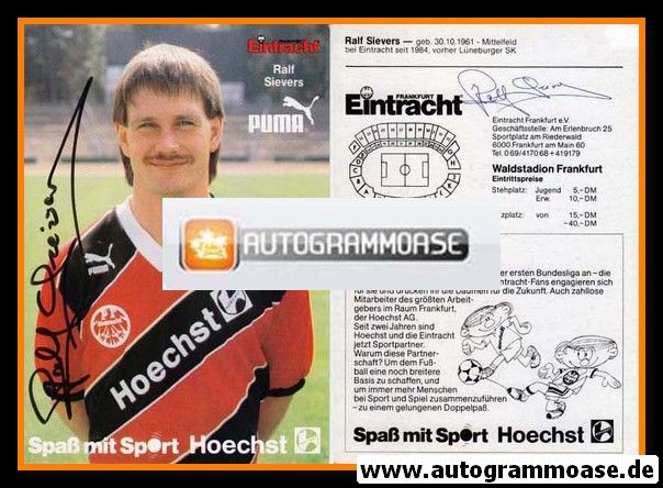 Autogramm Fussball | Eintracht Frankfurt | 1987 | Ralf SIEVERS