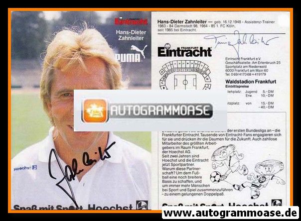 Autogramm Fussball | Eintracht Frankfurt | 1987 | Hans-Dieter ZAHNLEITER
