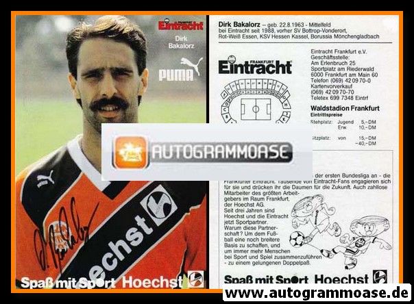 Autogramm Fussball | Eintracht Frankfurt | 1988 | Dirk BAKALORZ