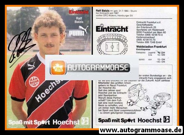 Autogramm Fussball | Eintracht Frankfurt | 1988 | Ralf BALZIS