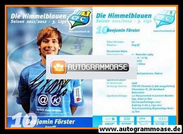 Autogramm Fussball | Chemnitzer FC | 2011 | Benjamin FÖRSTER