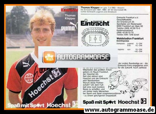 Autogramm Fussball | Eintracht Frankfurt | 1988 | Thomas KLEPPER