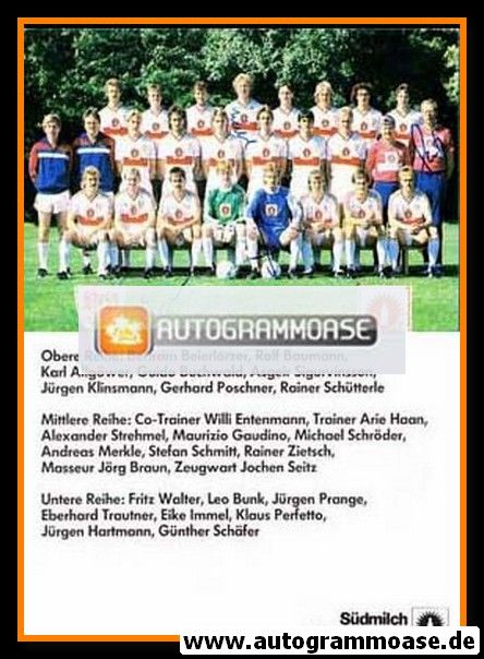 Mannschaftskarte Fussball | VfB Stuttgart | 1987 Adidas + 4 AG